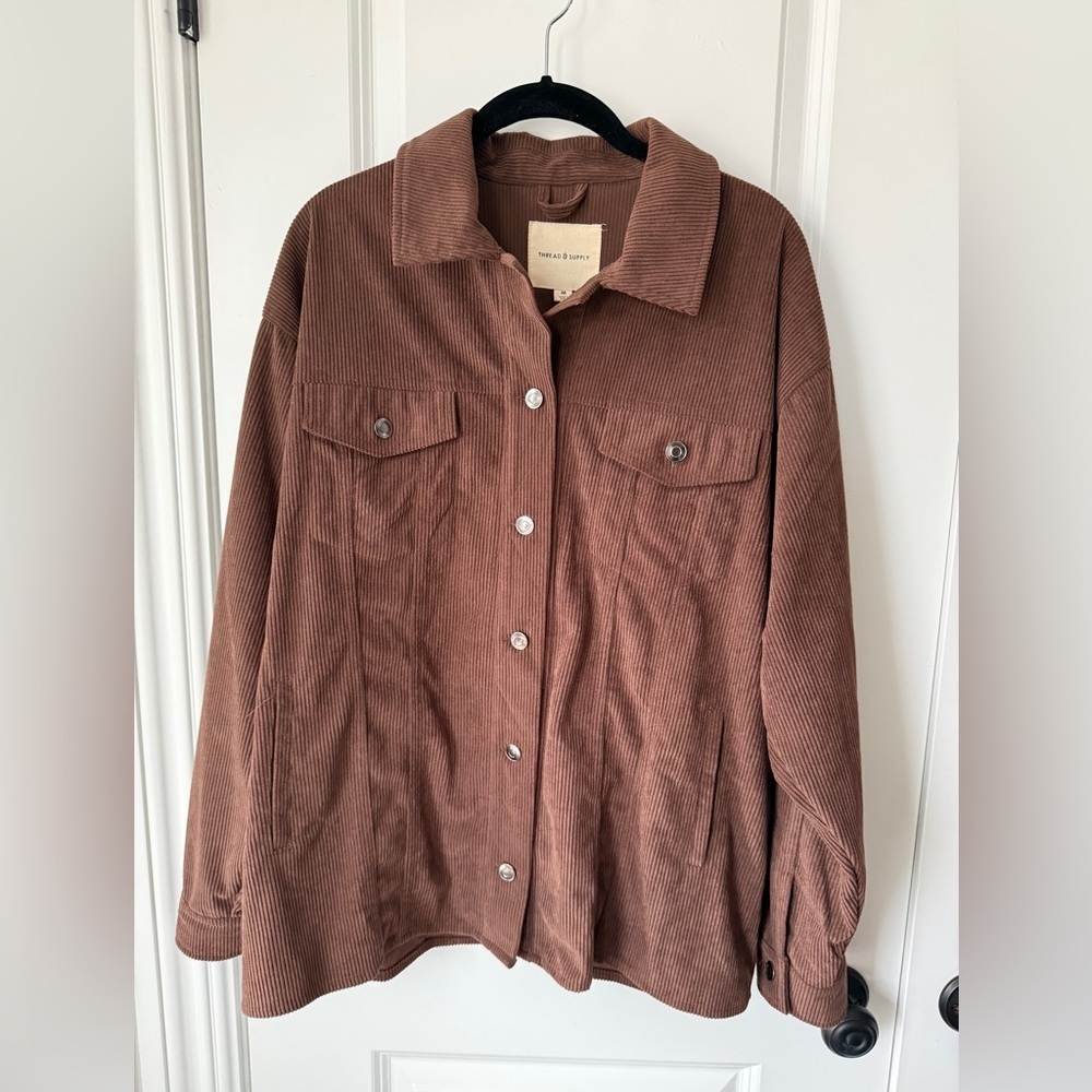 Thread & Supply Chocolate Corduroy Utility Jacket